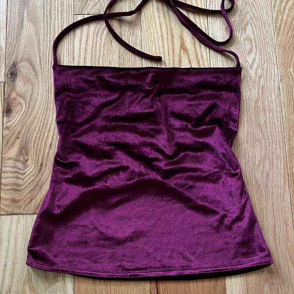 NWT re:named Velvet Halter Top Burgundy ~ small - Picture 7 of 12